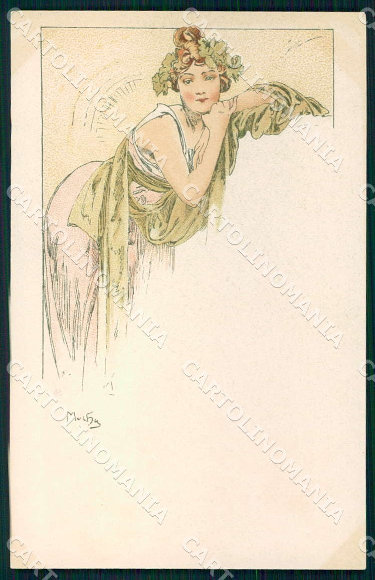 Artist Alphonse Mucha Lady Art Nouveau postcard CT0164 – fronte