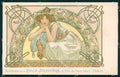 Artist Alphonse Mucha Lady Art Nouveau Belle Jardiniere postcard CT0167 – fronte