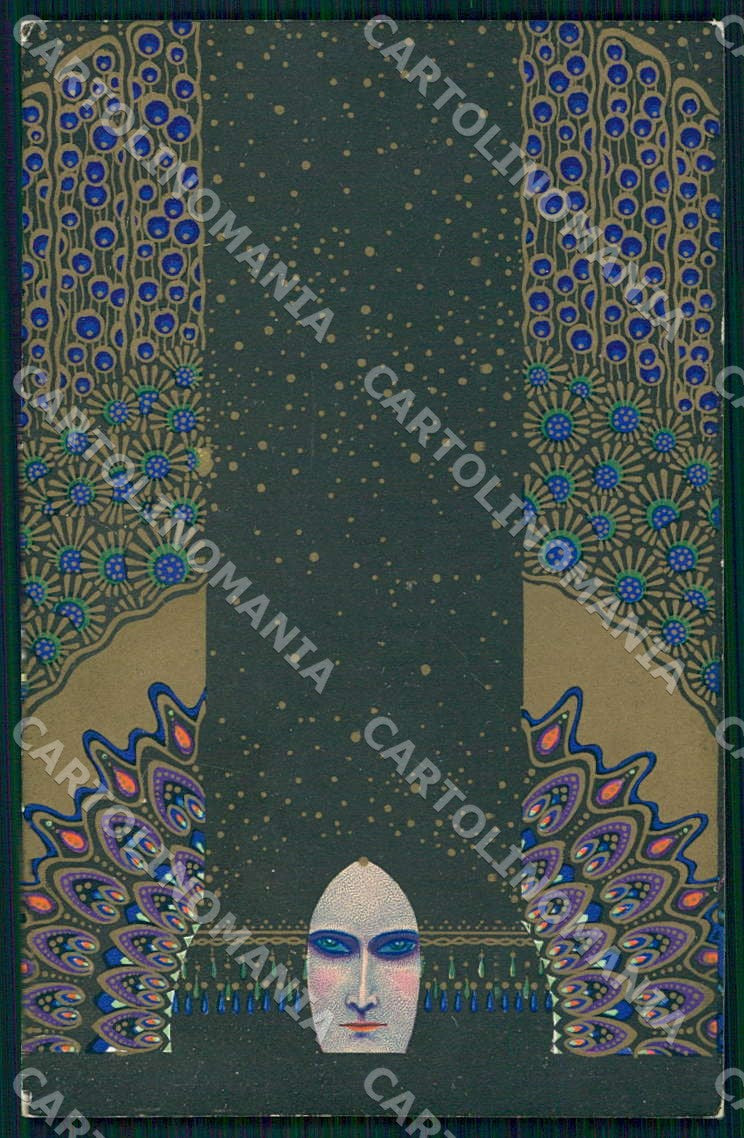 Artist Zecchin Smalti e Murrine serie IX-3 Sfinge Art Nouveau postcard CT0176 – fronte