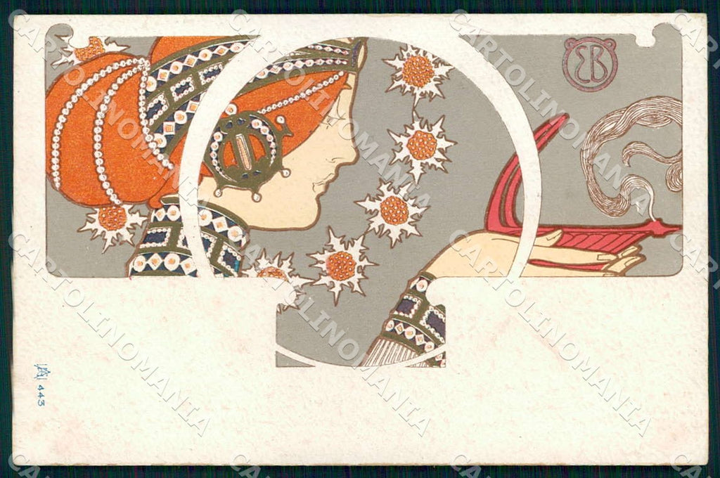 Artist Bosco E. I Lumi Lady Art Nouveau serie 443 postcard CT0181 – fronte