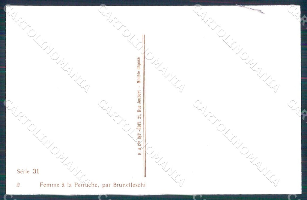 Artist Brunelleschi Lady Art Deco Femme a la Perruche 31-2 postcard CT0183 – retro