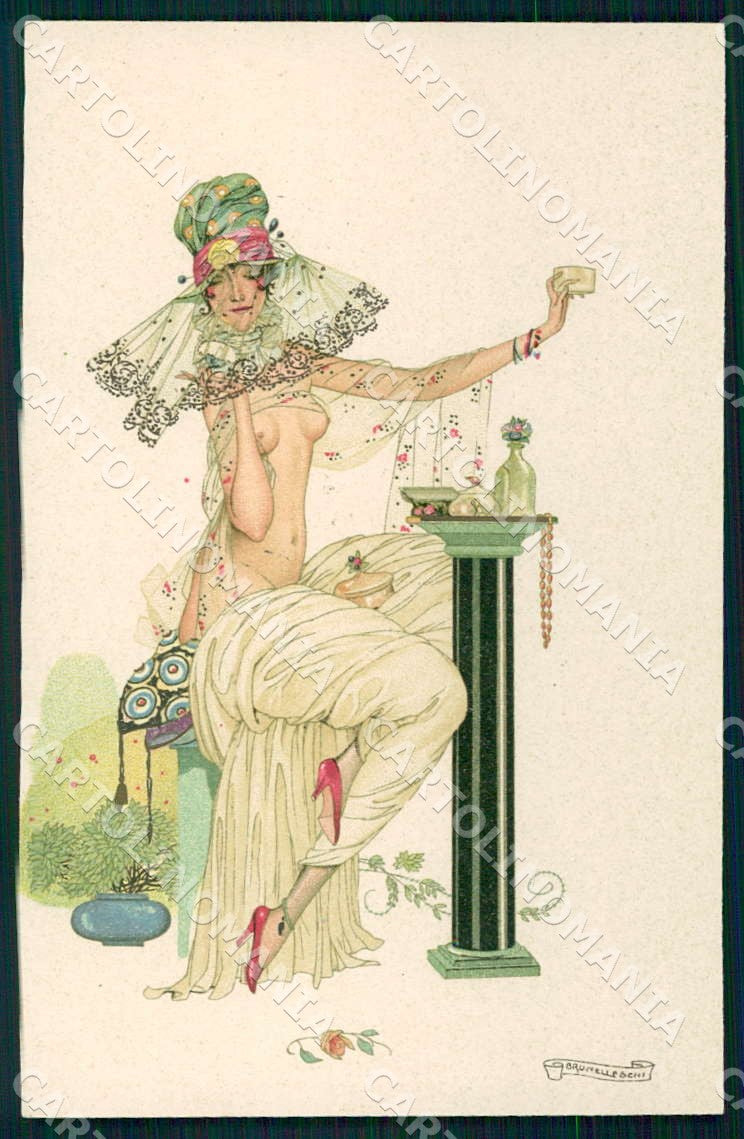 Artist Brunelleschi Lady Art Deco Femme a la Voilette 31-6 postcard CT0185 – fronte