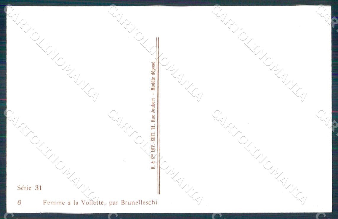 Artist Brunelleschi Lady Art Deco Femme a la Voilette 31-6 postcard CT0185 – retro