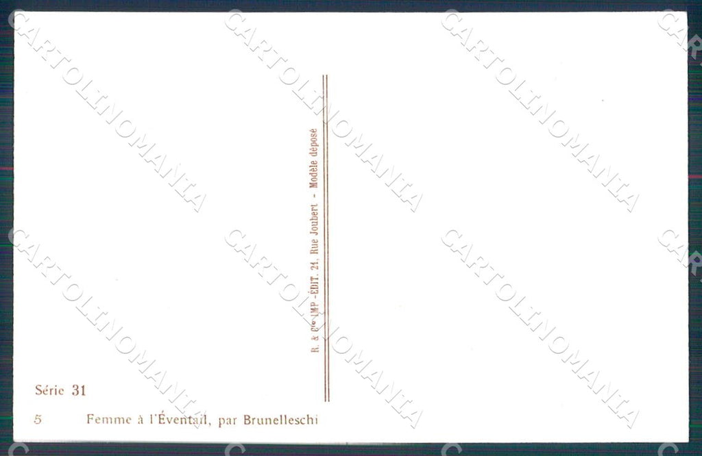Artist Brunelleschi Lady Art Deco Femme Eventail 31-5 postcard CT0187 – retro
