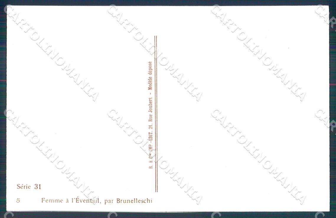 Artist Brunelleschi Lady Art Deco Femme Eventail 31-5 postcard CT0187 – retro