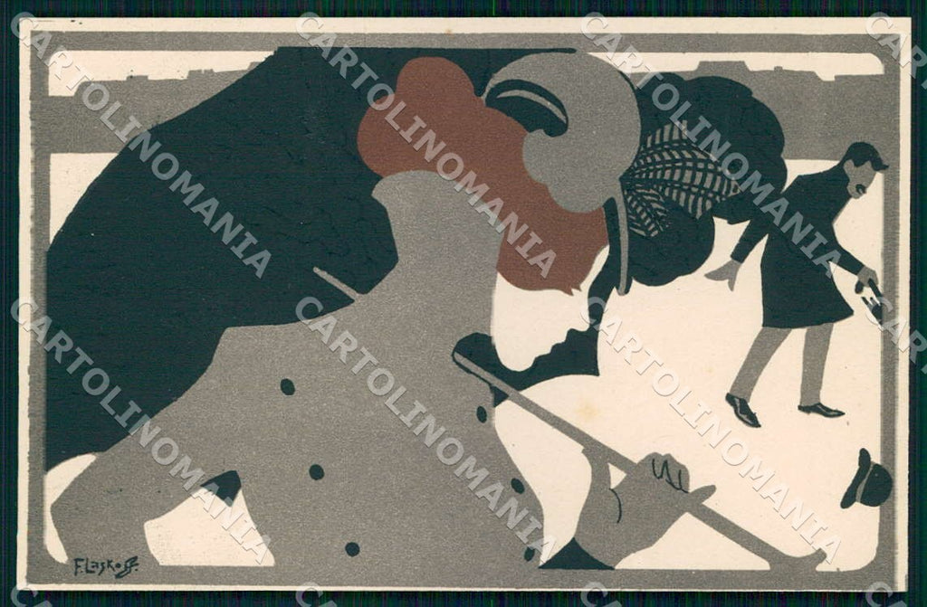 Artist Laskoff F. Lady Art Nouveau Ricordi 127 postcard CT0190 – fronte
