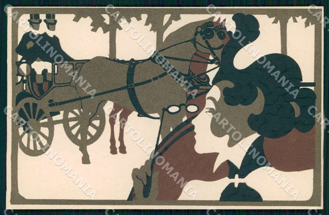 Artist Laskoff F. Lady Horse Art Nouveau Ricordi 135 postcard CT0194 – fronte