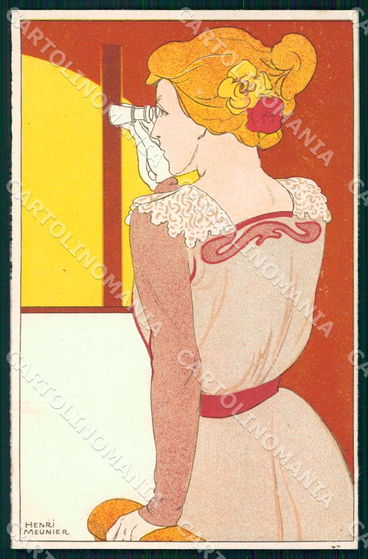 Artist Meunier Henri Lady Art Nouveau postcard CT0197 – fronte