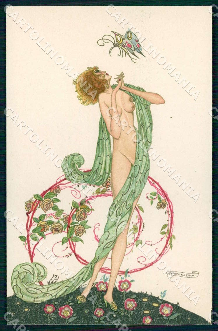 Artist Brunelleschi Lady Art Deco Femme au Papillon 31-3 postcard CT0198 – fronte