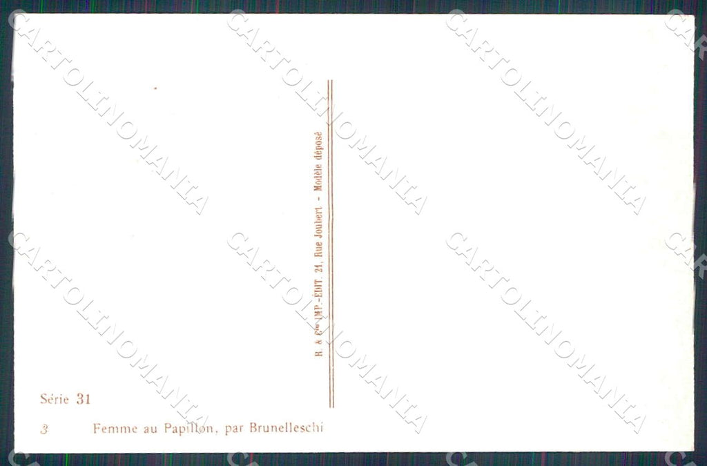 Artist Brunelleschi Lady Art Deco Femme au Papillon 31-3 postcard CT0198 – retro
