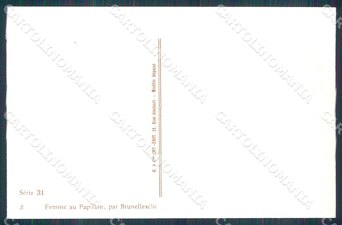 Artist Brunelleschi Lady Art Deco Femme au Papillon 31-3 postcard CT0198 – retro
