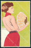 Artist Meunier Henri Lady Art Nouveau ABRADED postcard CT0200 – fronte