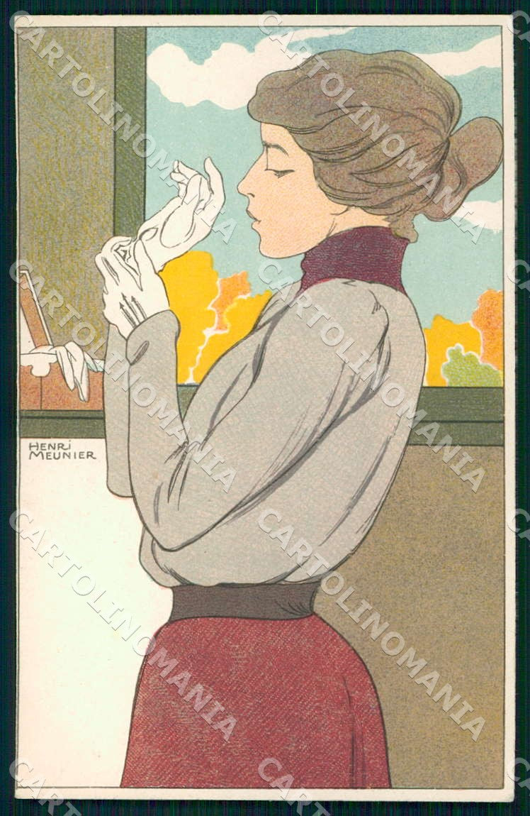 Artist Meunier Henri Lady Art Nouveau postcard CT0201 – fronte