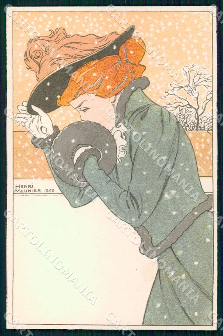 Artist Meunier Henri Lady Art Nouveau postcard CT0202 – fronte