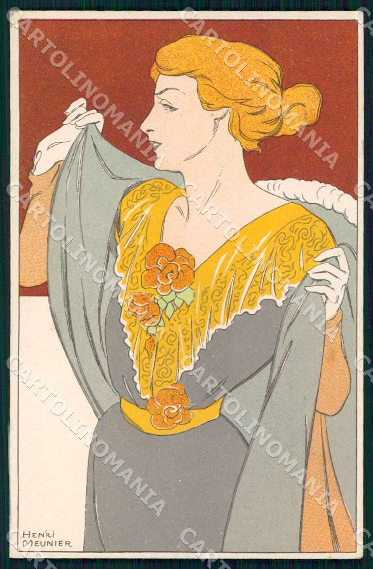 Artist Meunier Henri Lady Art Nouveau postcard CT0203 – fronte