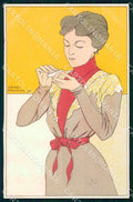 Artist Meunier Henri Lady Art Nouveau postcard CT0204 – fronte