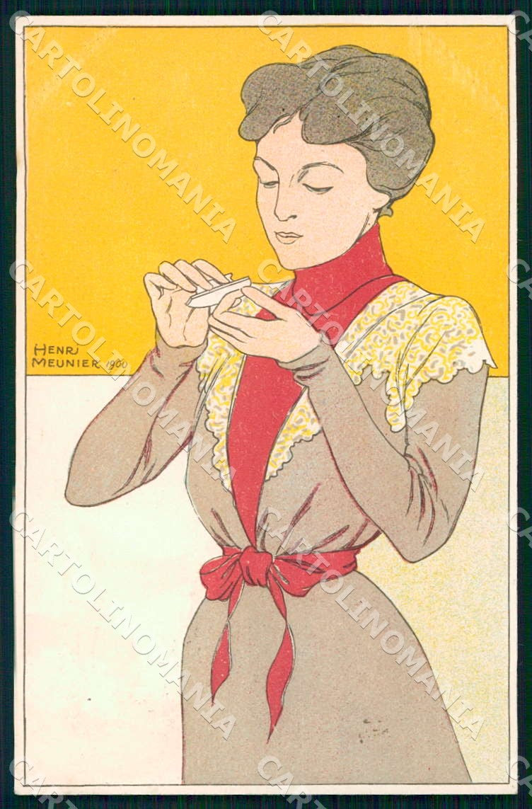 Artist Meunier Henri Lady Art Nouveau postcard CT0204 – fronte