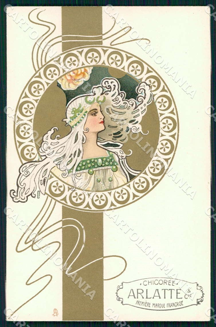 Artist Daniell E. Lady Art Nouveau Arlatte Advertising Tuck 175 postcard CT0207 – fronte