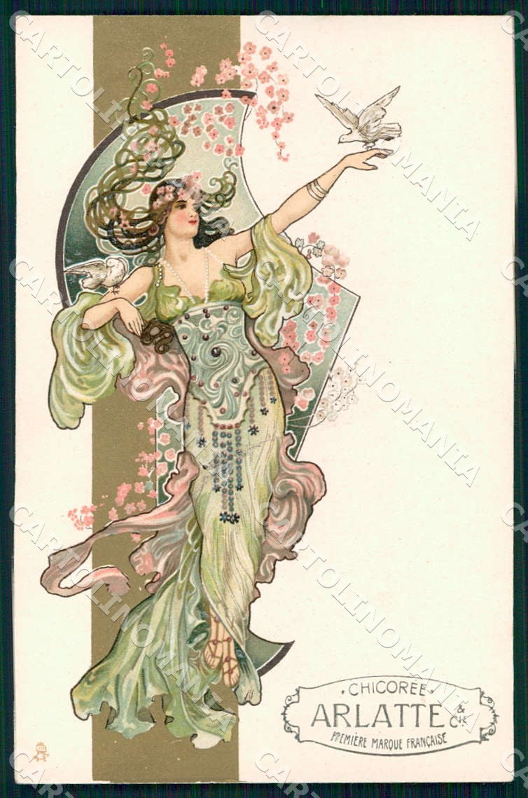 Artist Daniell E. Lady Art Nouveau Arlatte Advertising Tuck 175 postcard CT0208 – fronte
