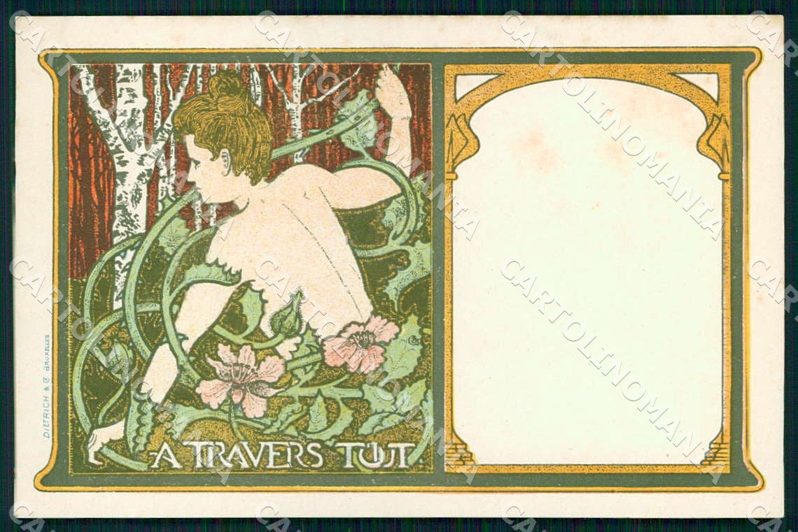Artist Combaz G. Art Nouveau Dietrich & Bruxelles postcard CT0215 – fronte