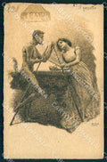 Artist Cascella Risque Lady and Devil Billiards Art Nouveau postcard CT0223 – fronte