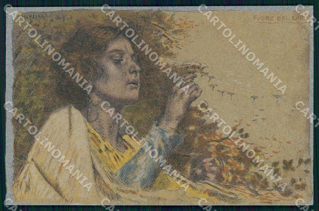 Artist Cascella Lady Fiore di Cardo Art Nouveau postcard CT0227 – fronte