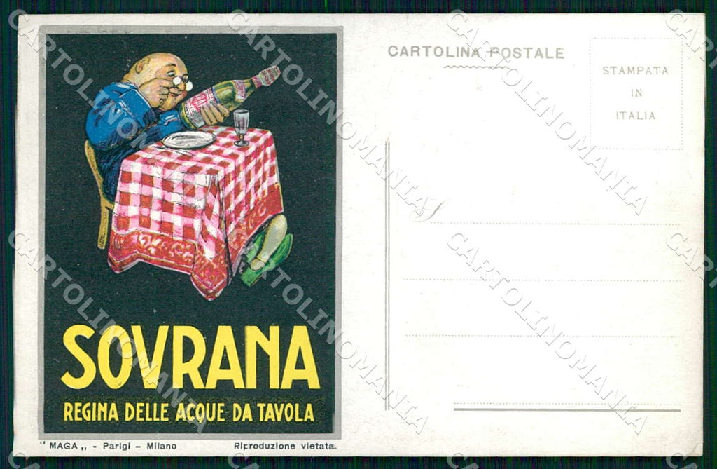 Artist Mauzan Sovrana Acque da Tavola MAGA Advertising postcard CT0236 – fronte