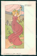 Artist Baruffi Lady Harvest October Art Nouveau Dr.Trenkler postcard CT0241 – fronte