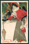 Artist Christiansen Hans Lady Art Nouveau Paris postcard CT0242 – fronte