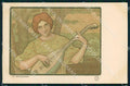 Artist Berthon Lady Art Nouveau la Mandore postcard CT0246 – fronte