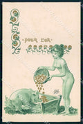 Artist Hart Josef Risque Lady Art Nouveau Pour Or Pig postcard CT0250 – fronte