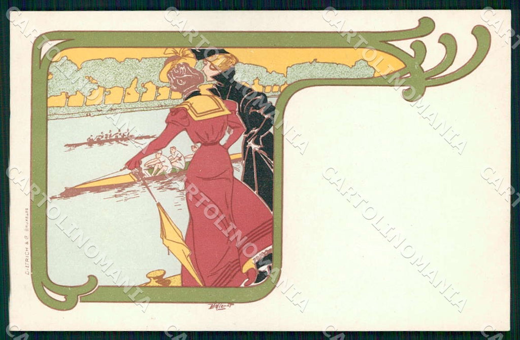 Artist Mignot Lady Art Nouveau Sport Rowing Dietrich postcard CT0253 – fronte