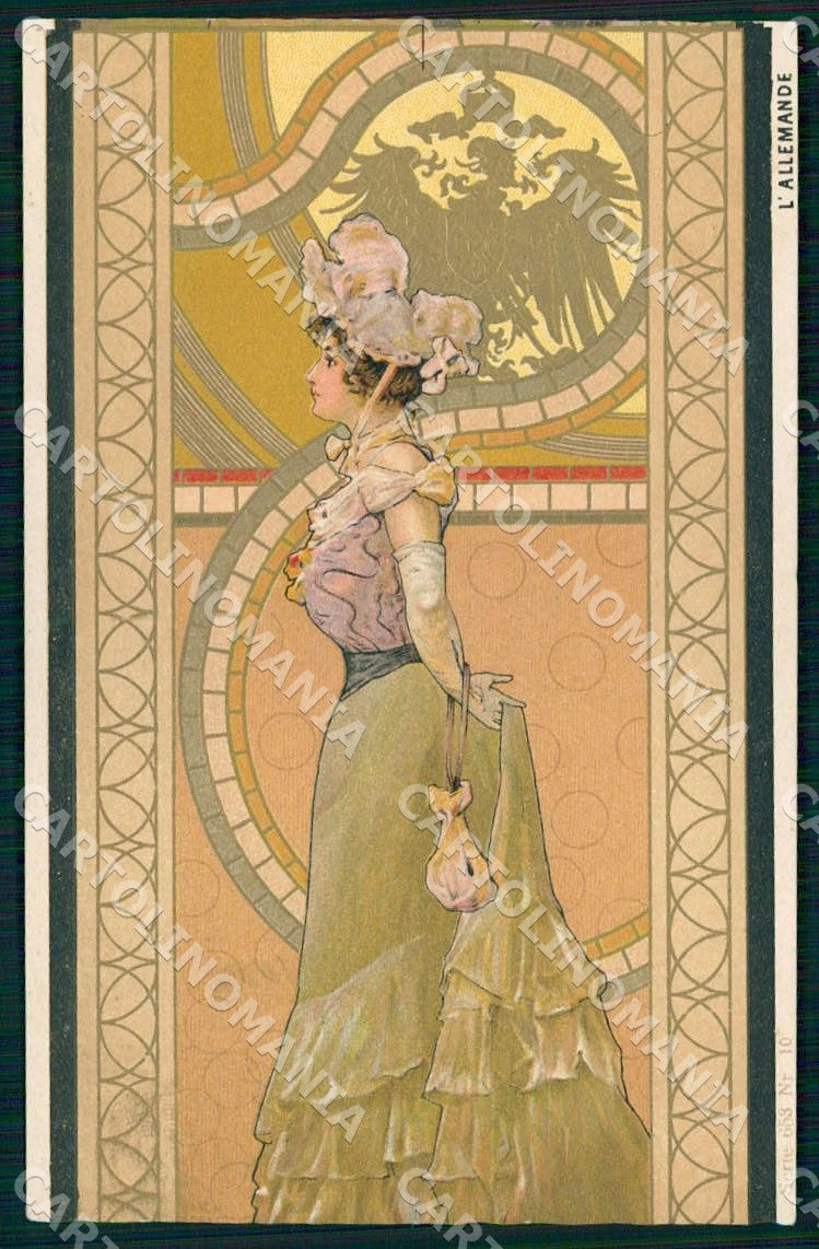 Artist Basch Arpad Lady Art Nouveau Allemande serie 653 relief postcard CT0261 – fronte