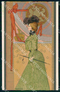 Artist Basch Arpad Lady Art Nouveau Anglaise serie 653 relief postcard CT0263 – fronte