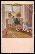Artist Ebner Children Toys Doll Easter SMALL CREASE ABRADED postcard CT0266 – fronte