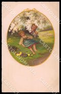 Artist Ebner Pauli Children Easter Spring August Roekl 1412 postcard CT0268 – fronte