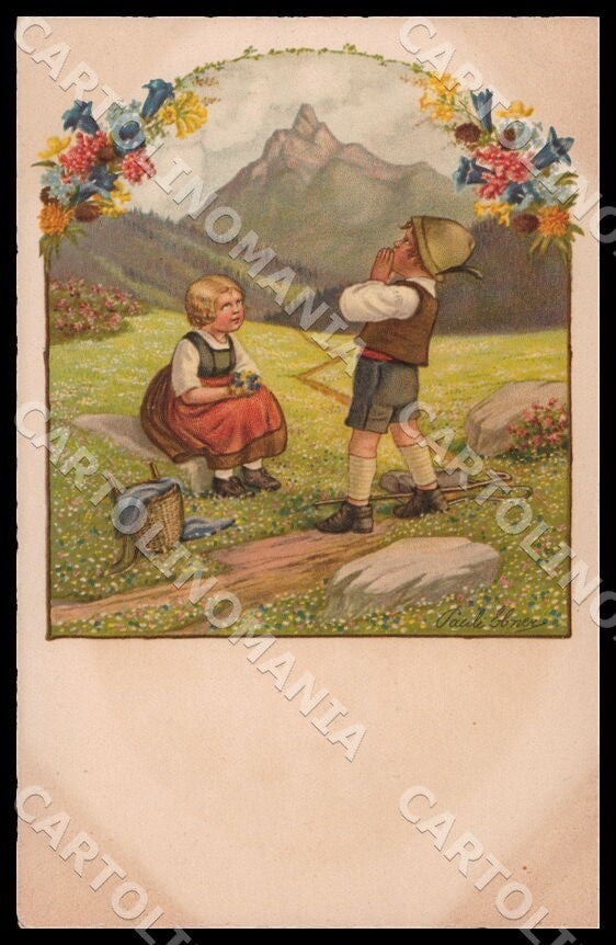 Artist Ebner Pauli Children Mountain Landscape August Roekl 1459 postcard CT0272 – fronte