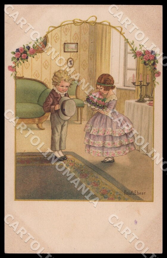 Artist Ebner Pauli Children August Roekl 1316 SMALL CREASE postcard CT0277 – fronte