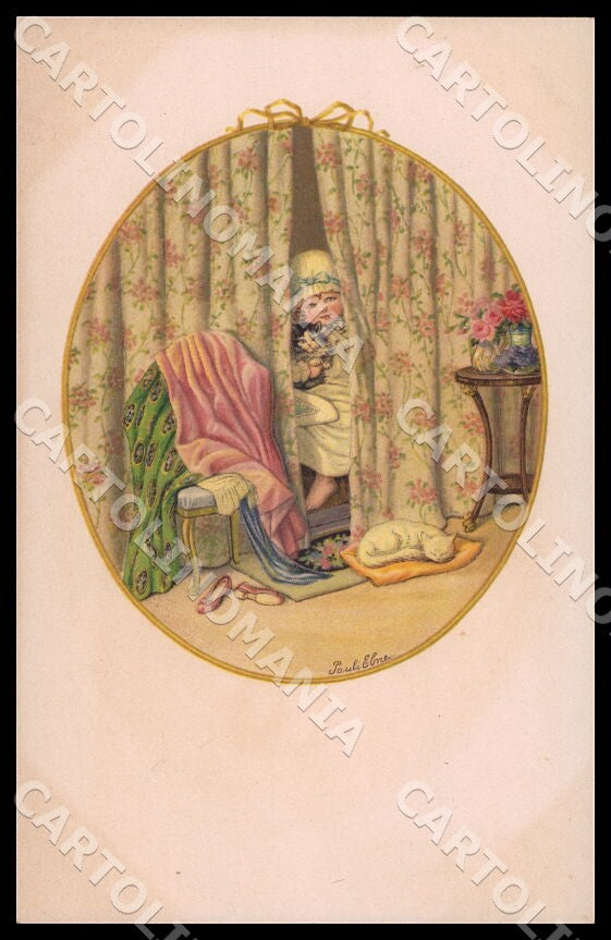 Artist Ebner Pauli Art Deco Children Cat August Roekl 1428 postcard CT0286 – fronte