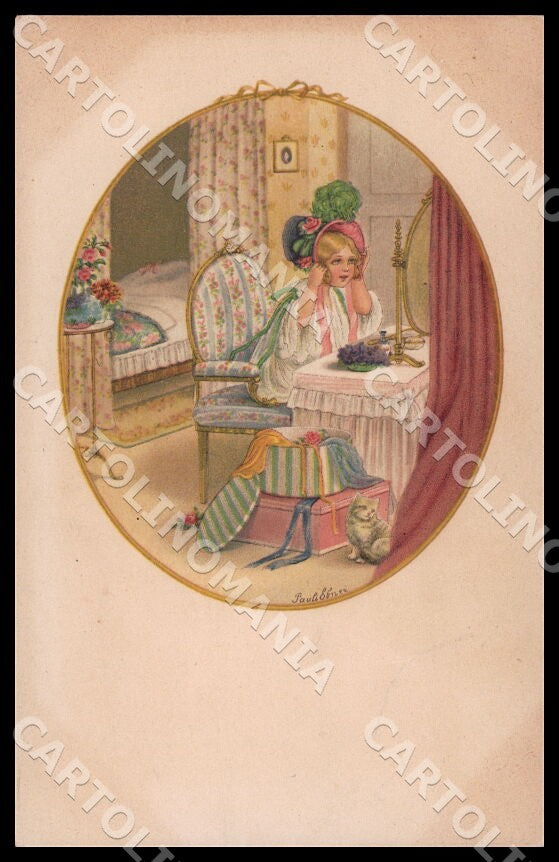 Artist Ebner Pauli Fashion Girl August Roekl 1428 SMALL CREASE postcard CT0287 – fronte