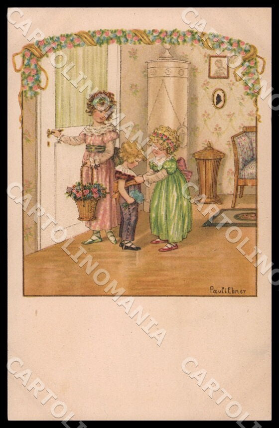 Artist Ebner Pauli Children August Roekl 1350 SMALL CREASES postcard CT0290 – fronte