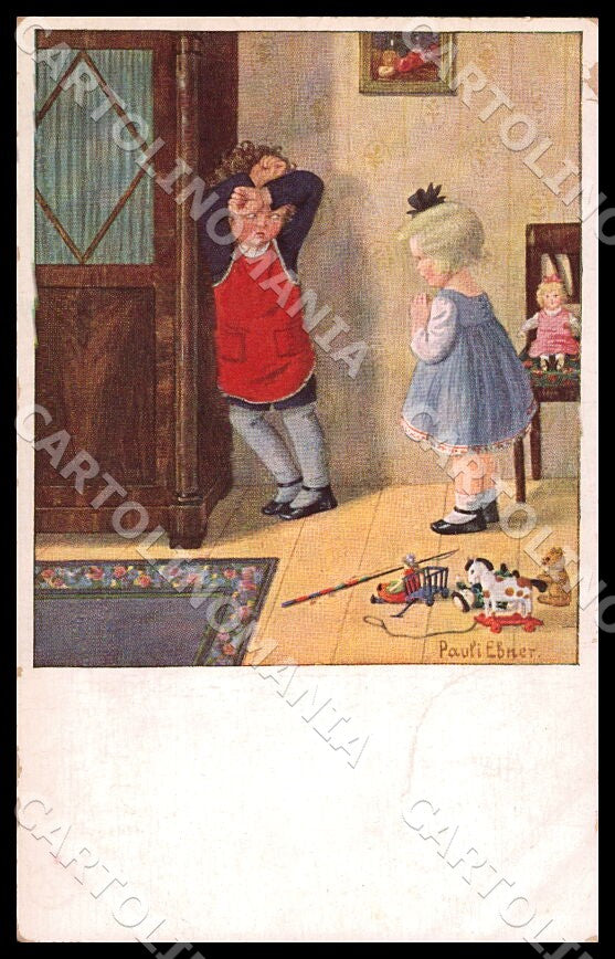 Artist Ebner Children Teddy Bear Roekl SMALL CREASES ABRADED postcard CT0293 – fronte