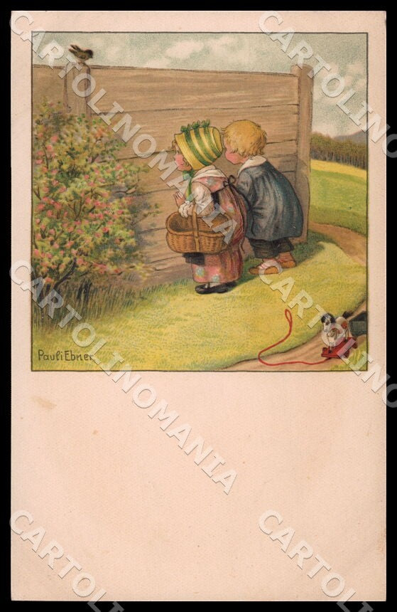 Artist Ebner Pauli Children Horse Toy August Roekl 1321 postcard CT0296 – fronte