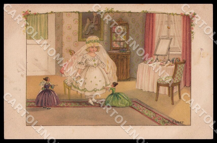 Artist Ebner Pauli Girl Doll August Roekl 1362 postcard CT0299 – fronte