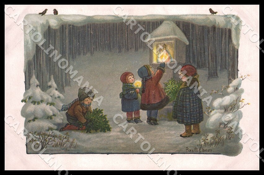 Artist Ebner Pauli Children Christmas August Roekl SMALL CREASE postcard CT0301 – fronte