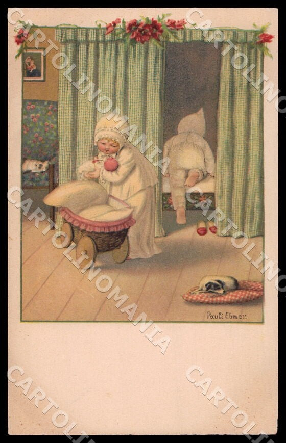 Artist Ebner Pauli Children Dog Doll Dondorf Roekl 1426 postcard CT0306 – fronte