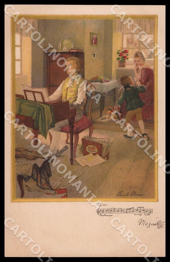 Artist Ebner Pauli Men Mozart August Roekl 1433 postcard CT0311 – fronte