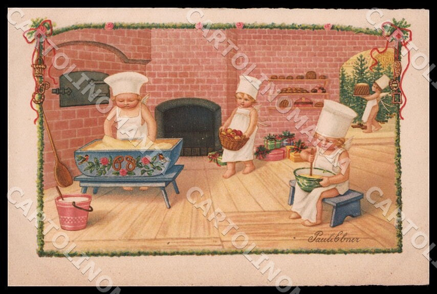 Artist Ebner Pauli Children Cupid Christmas August Roekl 1435 postcard CT0312 – fronte