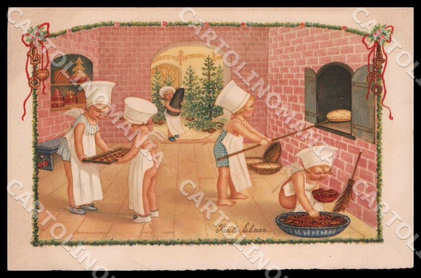 Artist Ebner Pauli Children Christmas August Roekl 1435 postcard CT0313 – fronte