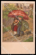 Artist Ebner Pauli Children Umbrella Dog August Roekl 1448 postcard CT0316 – fronte